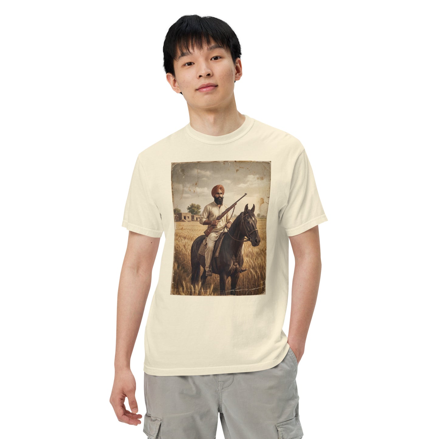 Model wearing Jatt poster tee