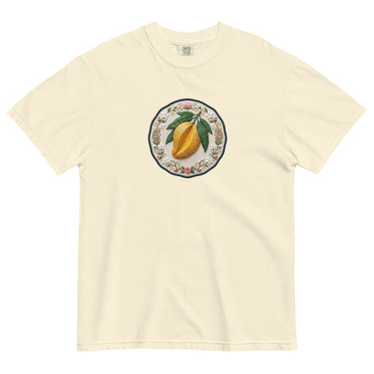 Front view of aam mango print graphic tee