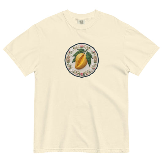 Front view of aam mango print graphic tee