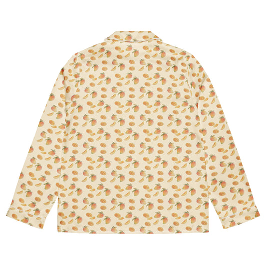 Back view of aam mango fruit print pajama top inspired by South Asian nostalgia and heritage