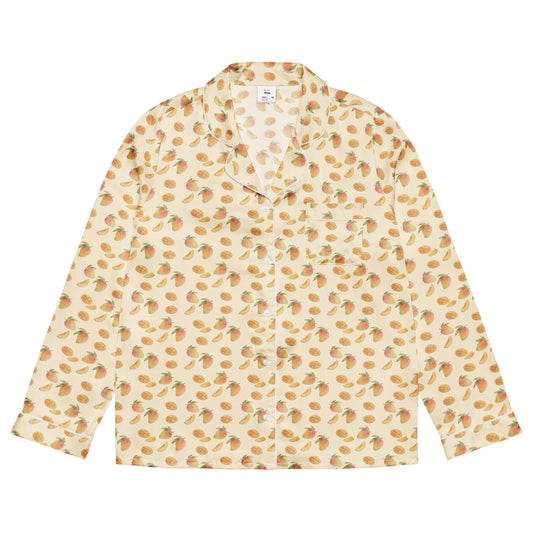 Front view of aam mango fruit print pajama top inspired by South Asian nostalgia and heritage