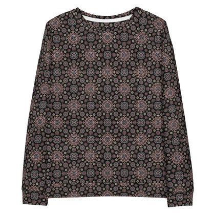 Front view of Ajrak print crewneck