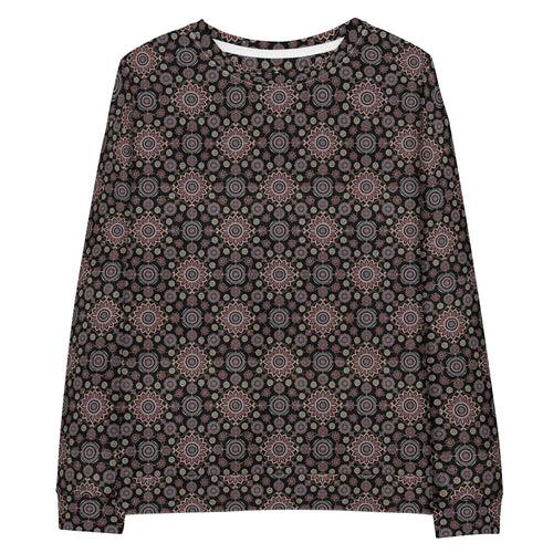 Front view of Ajrak print crewneck