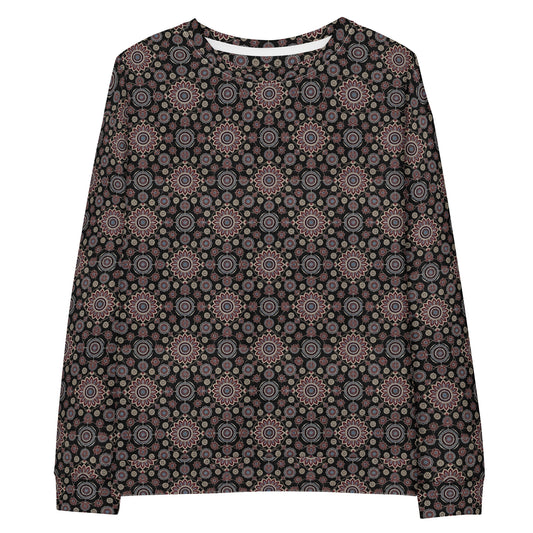 Front view of Ajrak print crewneck