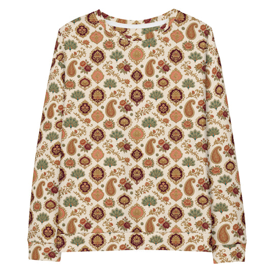 Front view of banarasi print unisex crewneck
