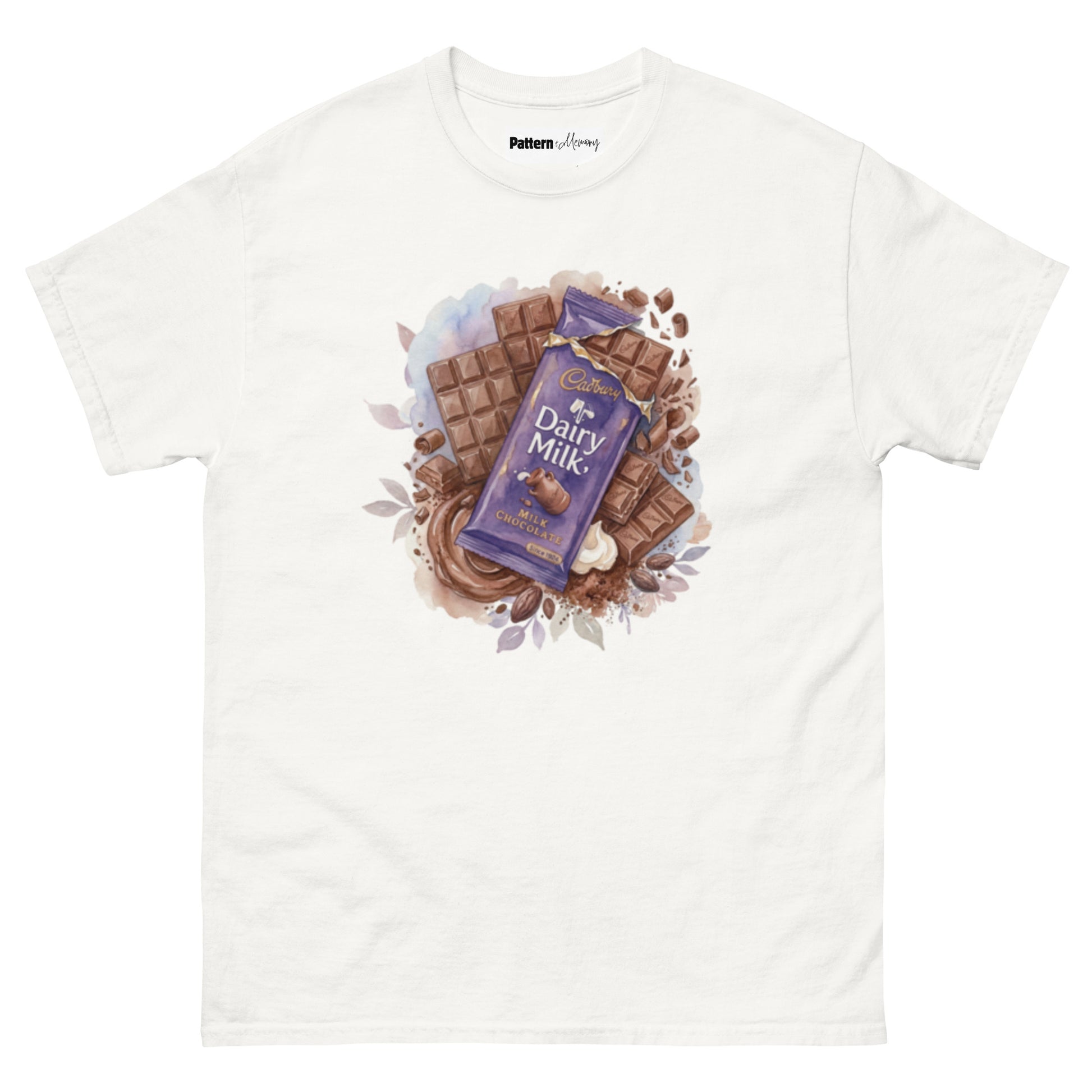 Front view of cadbury inspired vintage tee