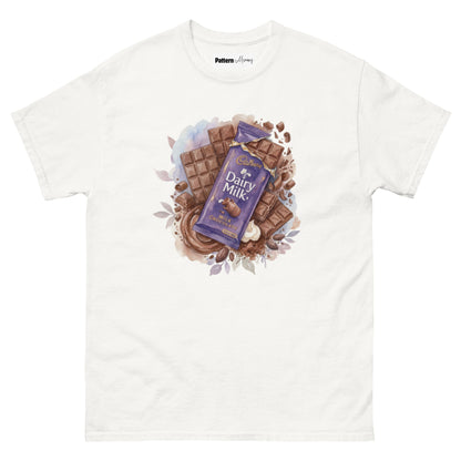 Front view of cadbury inspired vintage tee