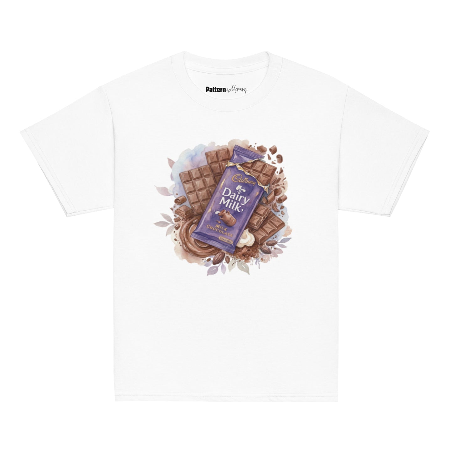 Front view of Cadbury inspired youth tee