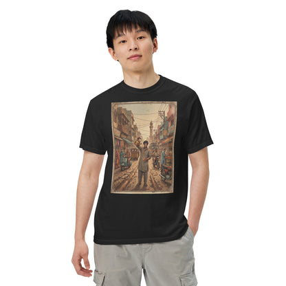 Model wearing chai wala inspired poster tee