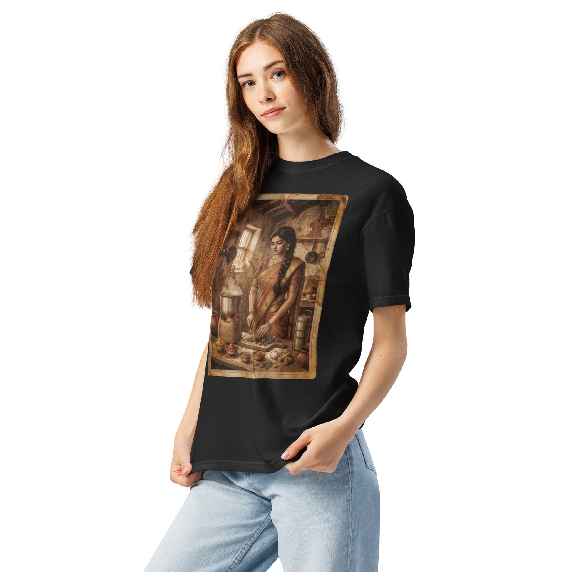 Model wearing female chef inspired poster tee