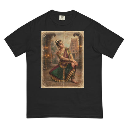 Front view of classical indian dancer inspired poster tee