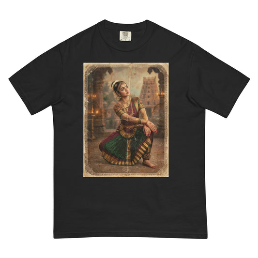 Front view of classical indian dancer inspired poster tee