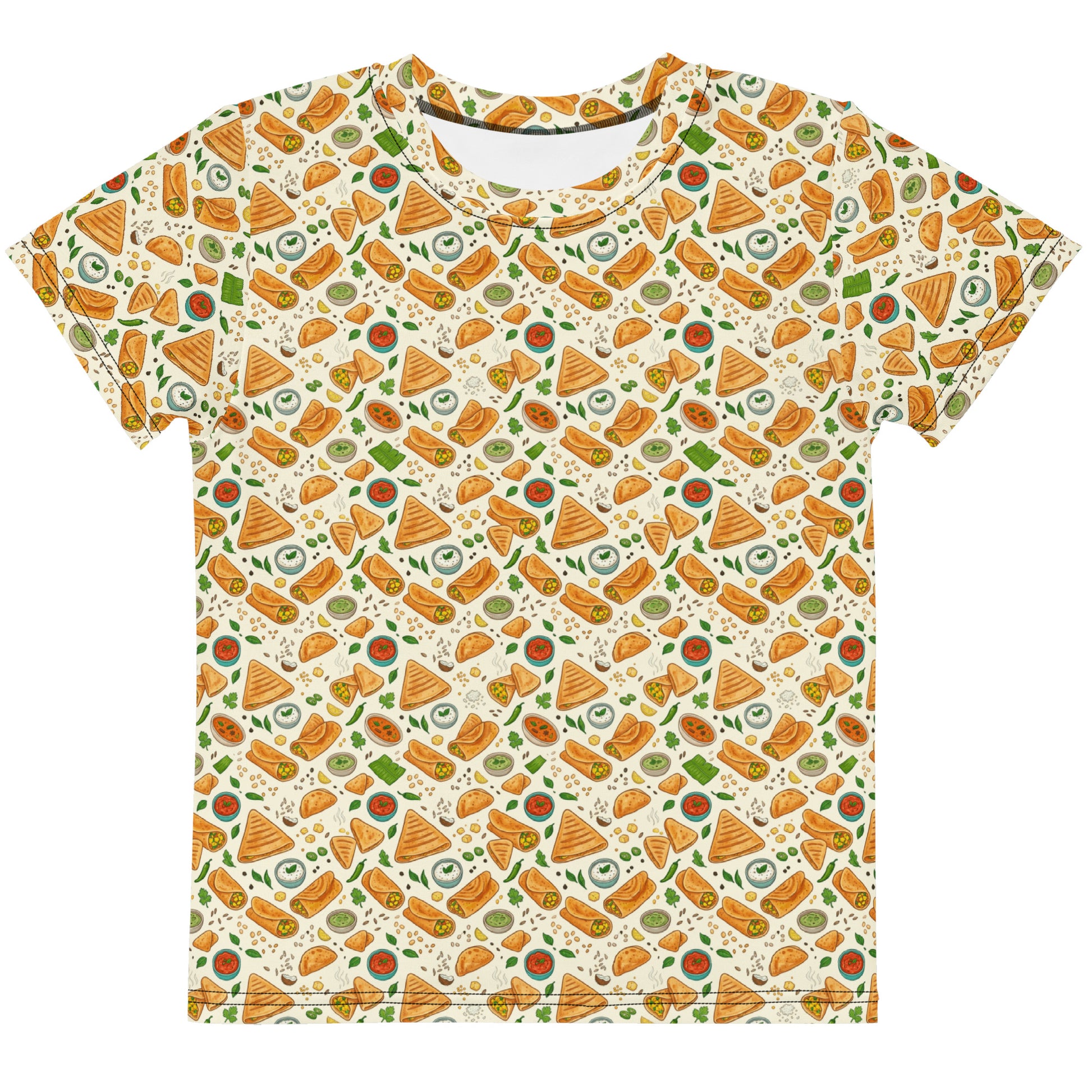 Front view of dosa print little kids tee