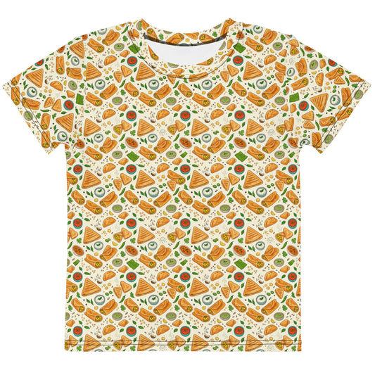 Front view of dosa print little kids tee