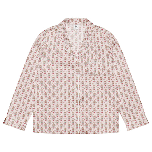 Front view of falooda Pakistani dessert print pajama top inspired by South Asian nostalgia and heritage