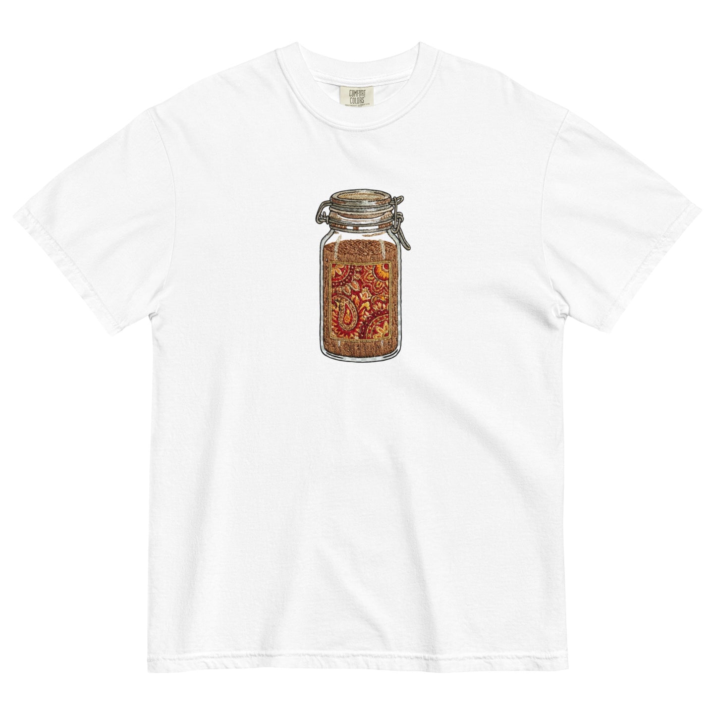 Front view of garam masala inspired graphic tee