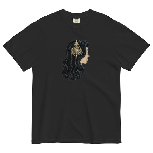 Front view of jhoomar print graphic tee