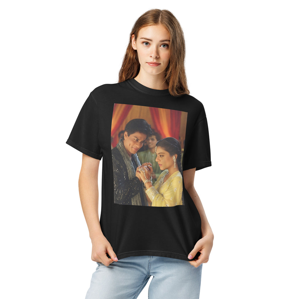 Model wearing K3G inspired Bollywood tee