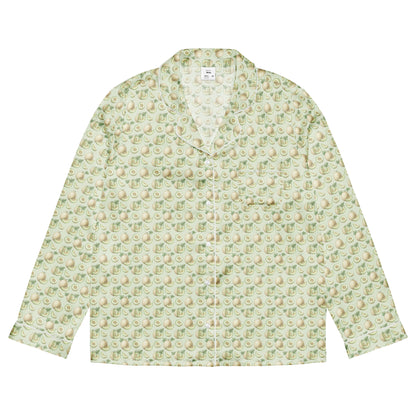 Front view of kharbooza honeydew melon fruit print pajama top inspired by South Asian nostalgia and heritage