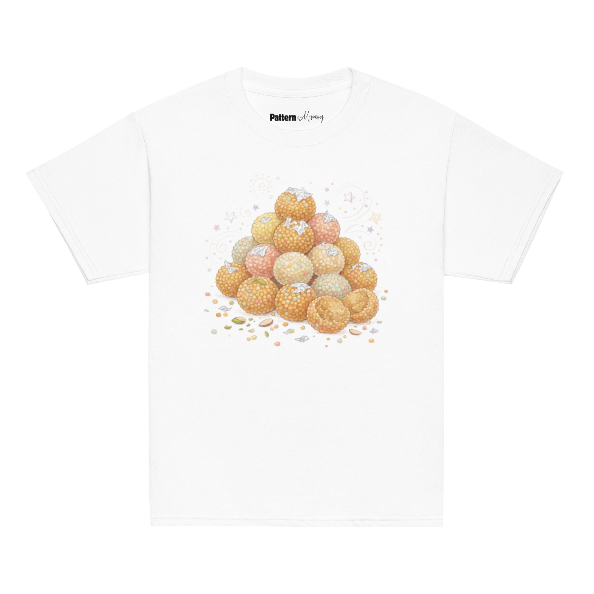 Front view of ladoo inspired youth tee