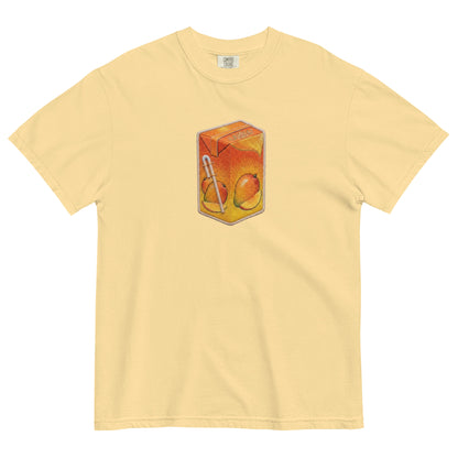 Front view of Maaza mango juice print graphic tee