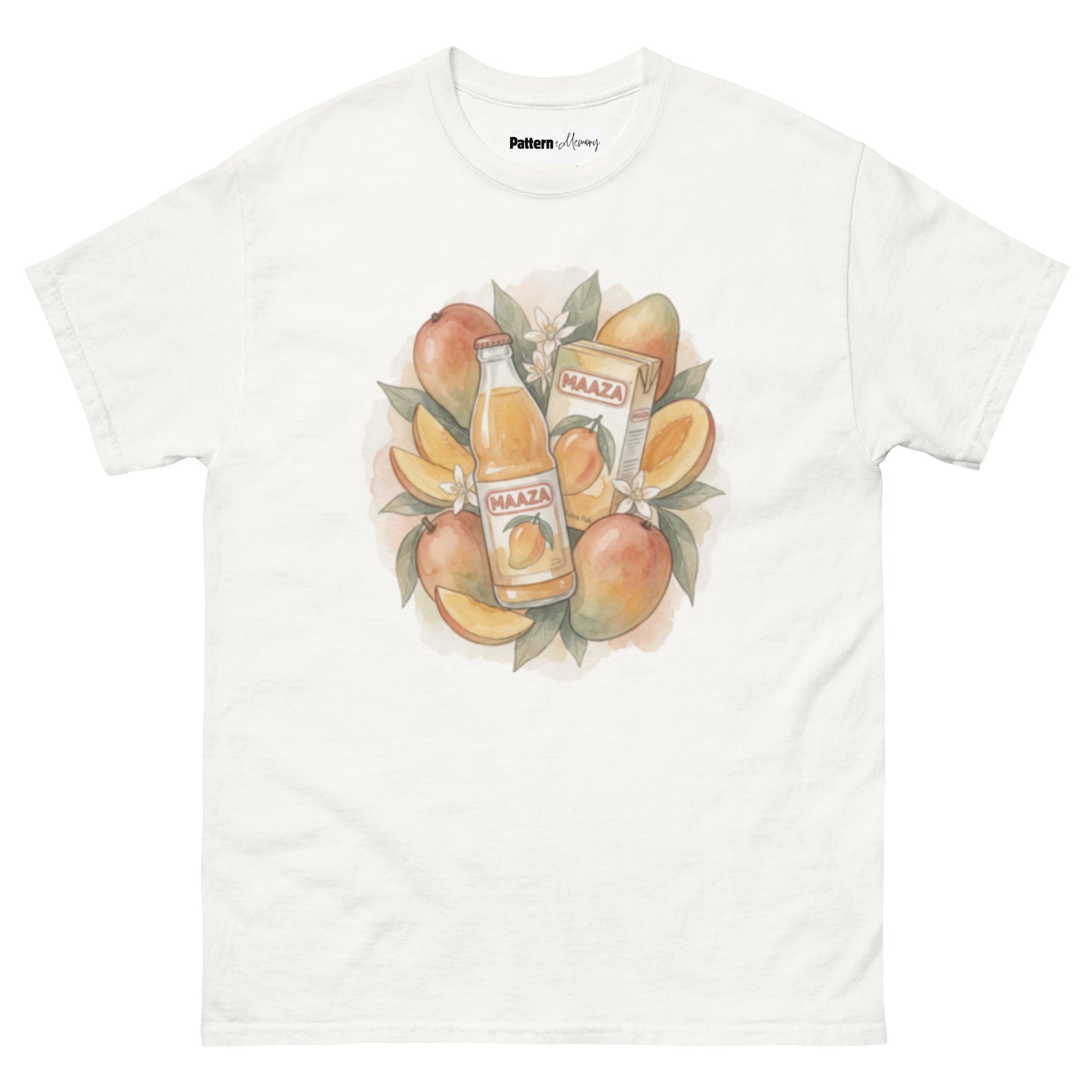 Front view of Maaza mango juice print vintage tee