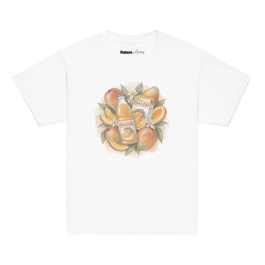 Front view of maaza juice youth tee