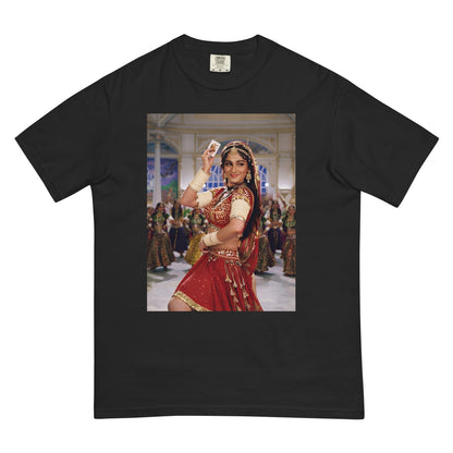 Front view of Madhuri choli ke peeche inspired Bollywood poster tee