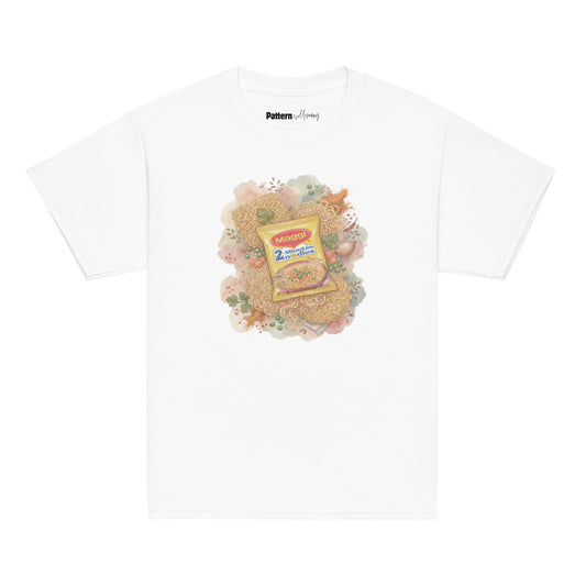 Front view of maggi noodles inspired youth tee