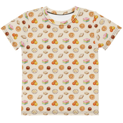 Front view of mithai inspired kids tee