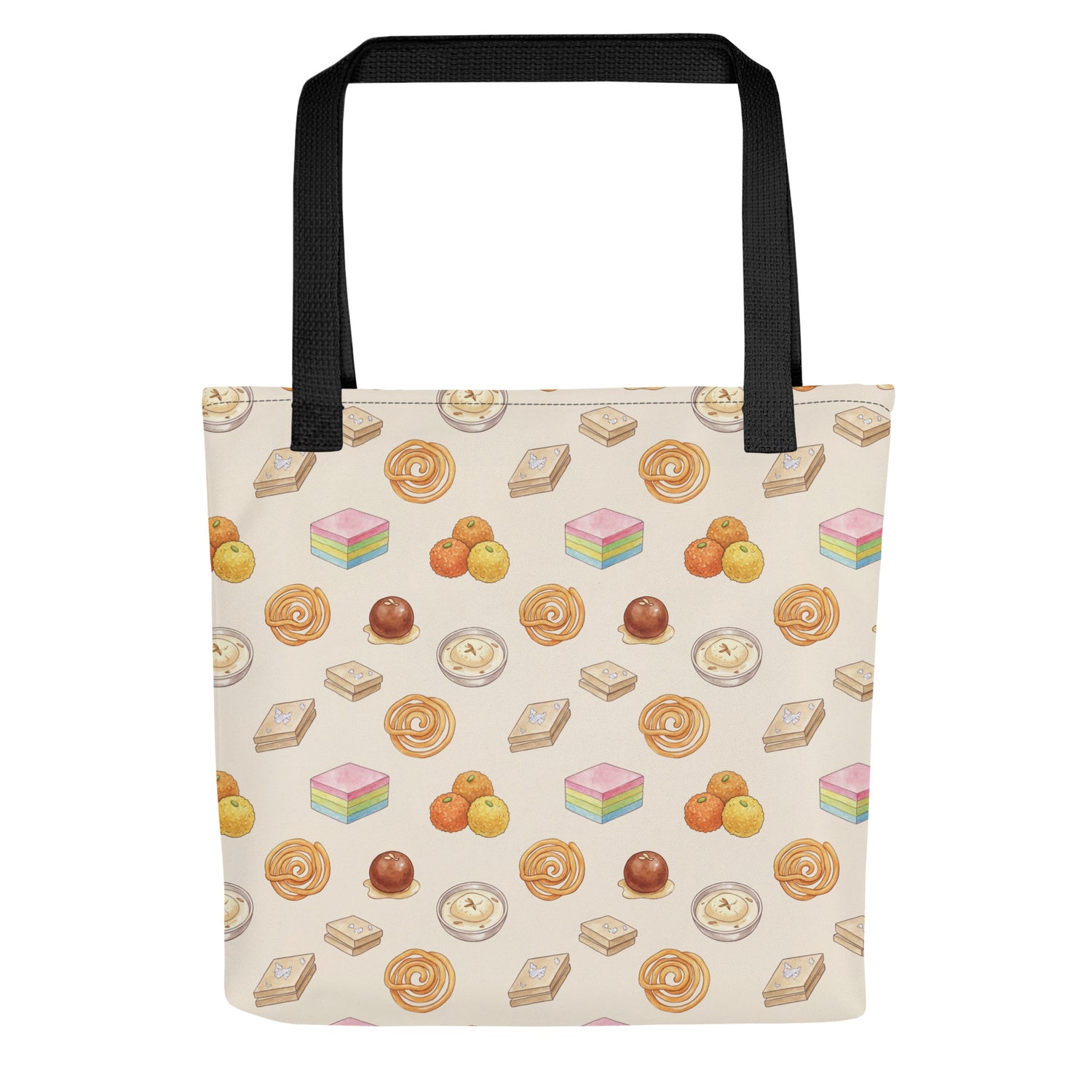 Front view of mithai print tote