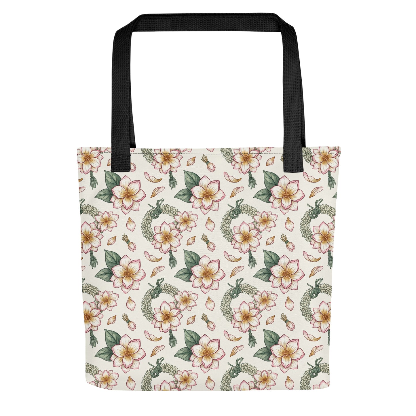 Front view of motia jasmine print tote