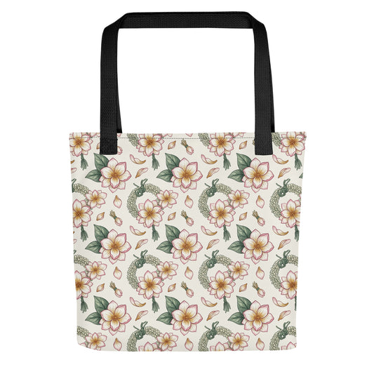 Front view of motia jasmine print tote