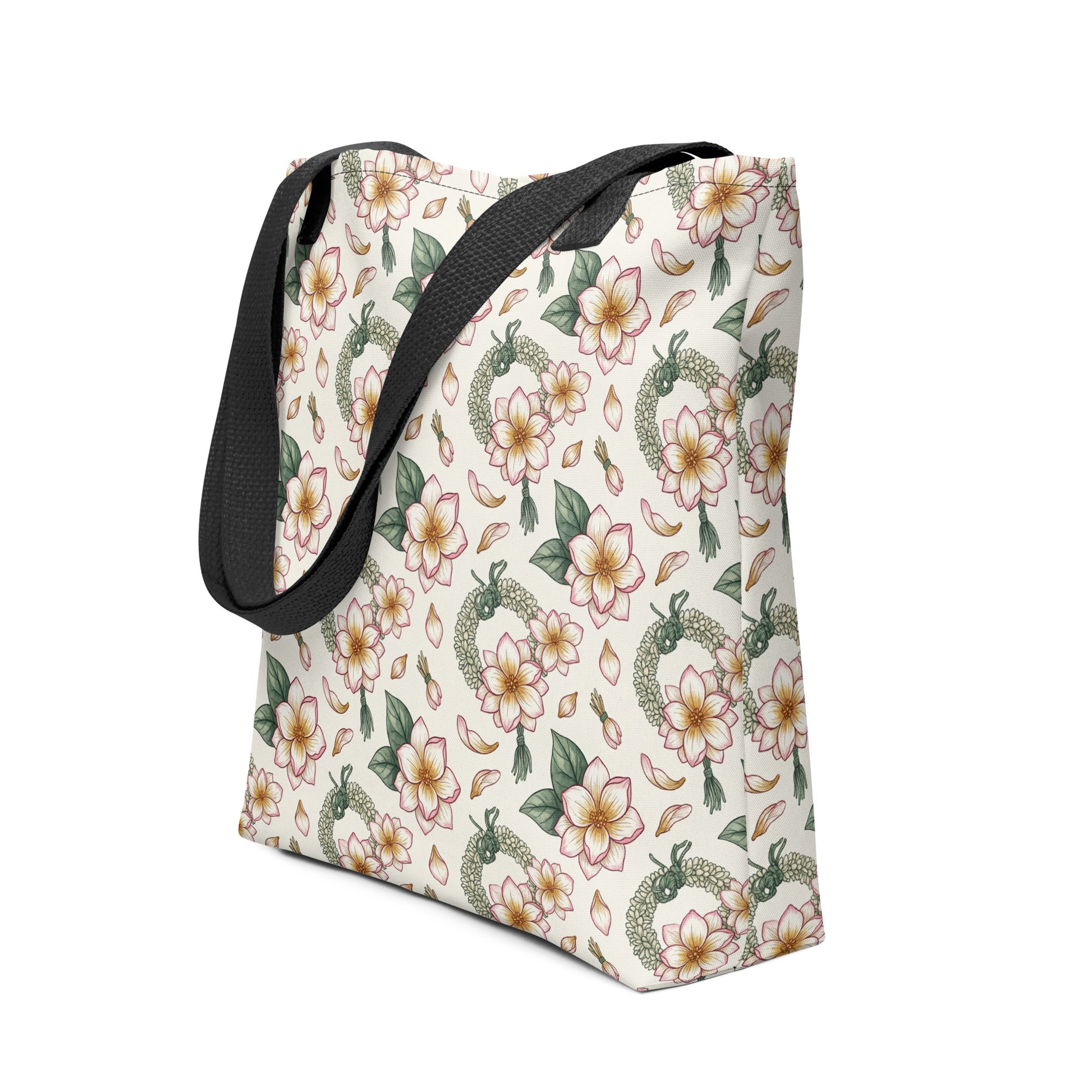 Side view of motia jasmine print tote