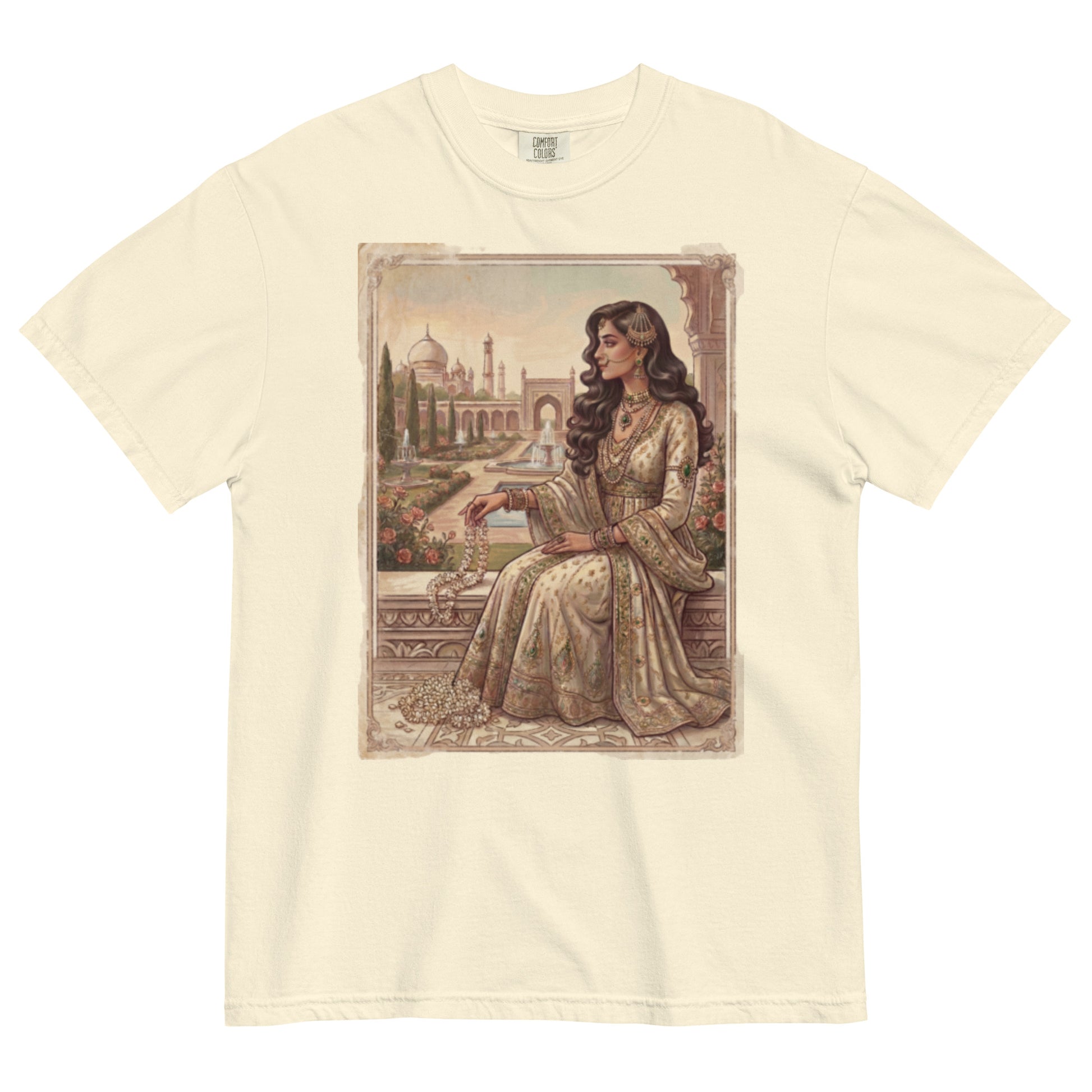 Front view of nizam print poster tee