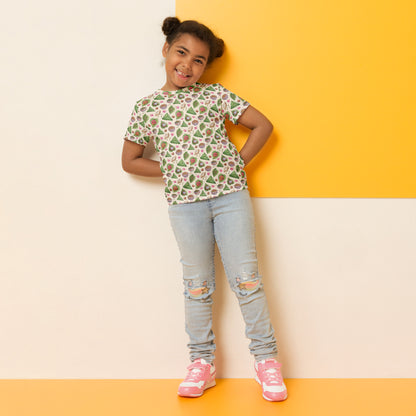 Model wearing paan inspired kids tee