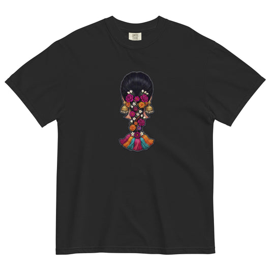 Front view of paranda print graphic tee