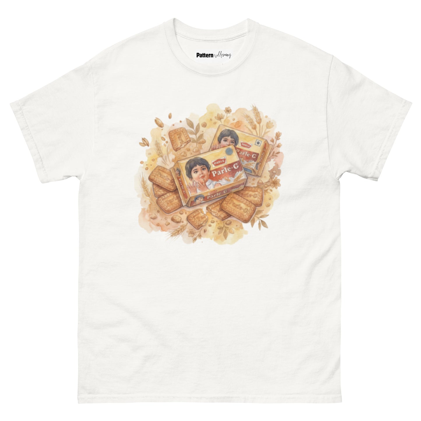 Front view of Parle G inspired vintage tee