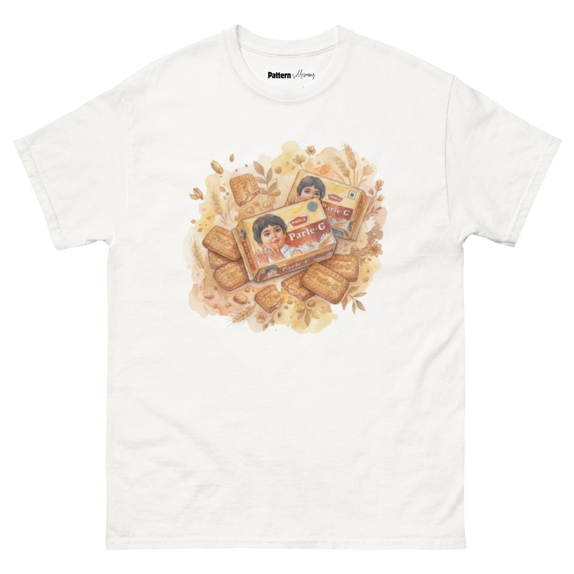 Front view of Parle G inspired vintage tee