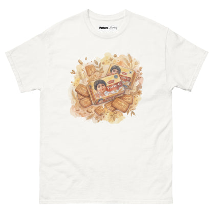 Front view of Parle G inspired vintage tee