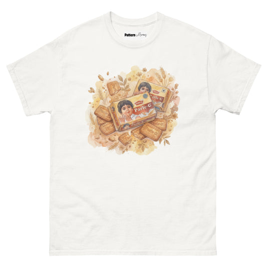Front view of Parle G inspired vintage tee