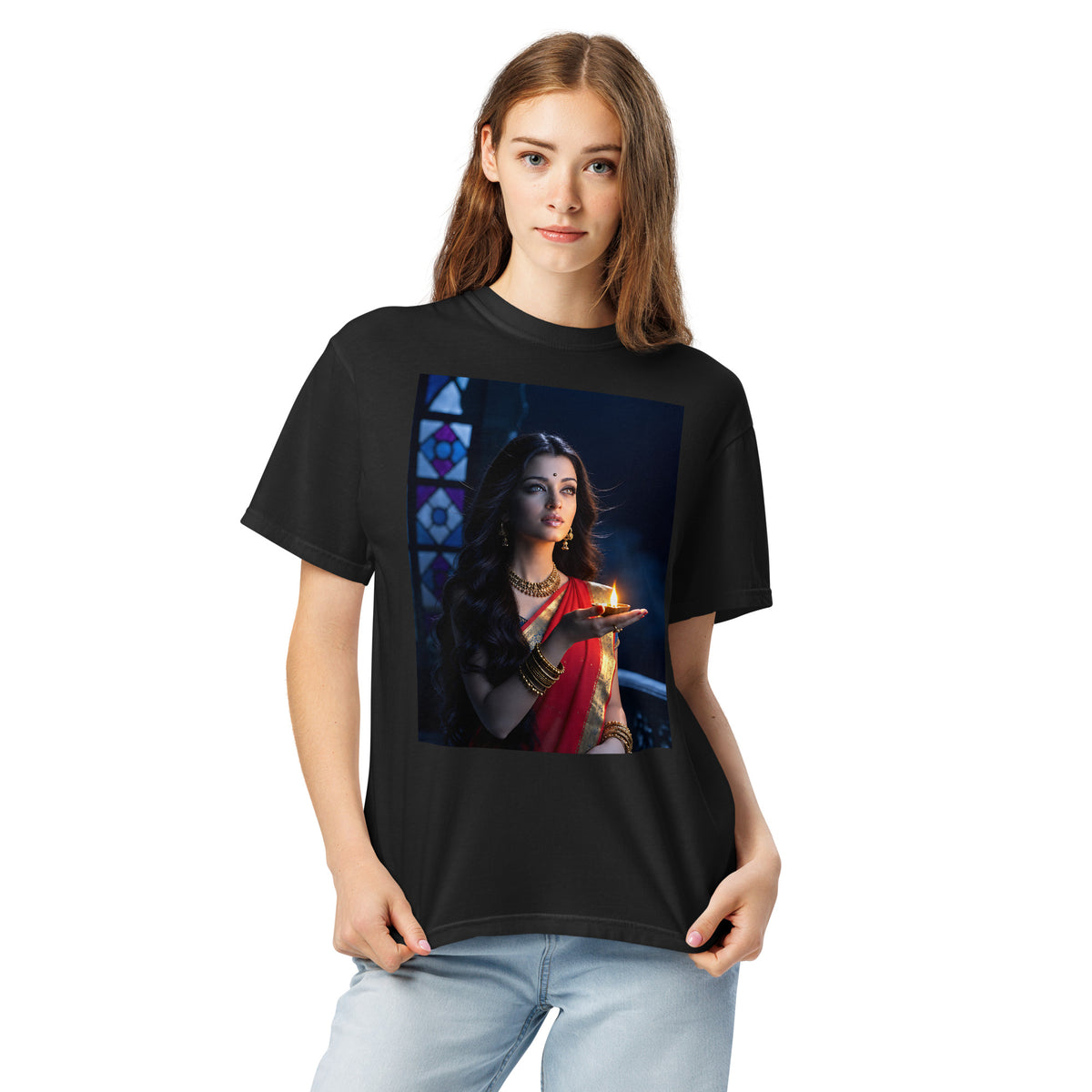 Model wearing Devdas Paro inspired Bollywood tee