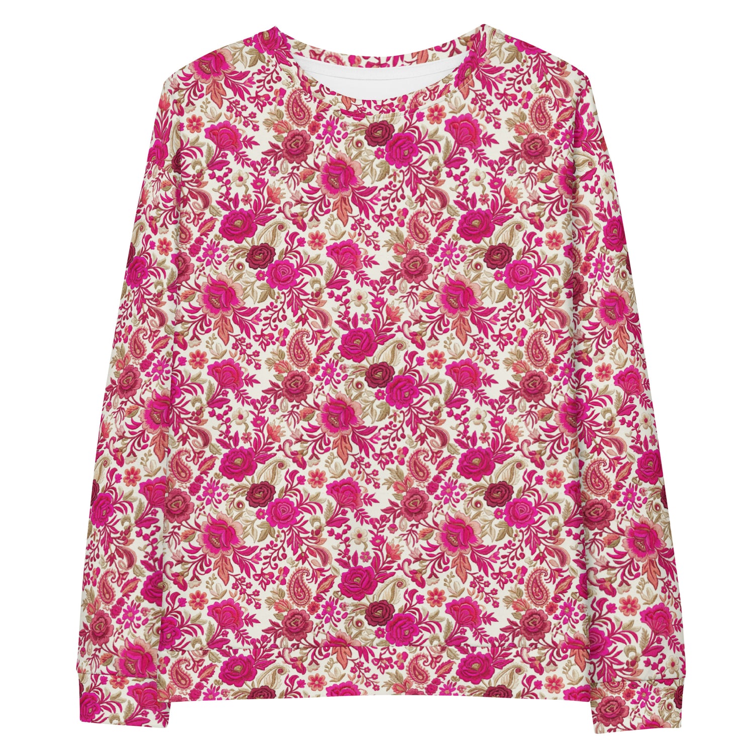 Front view pf phulkari print crewneck