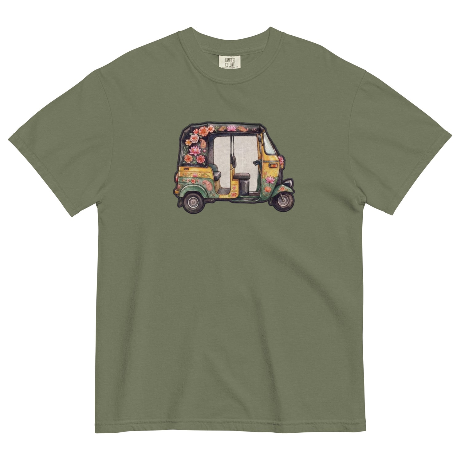 Front view of rikshaw print graphic tee