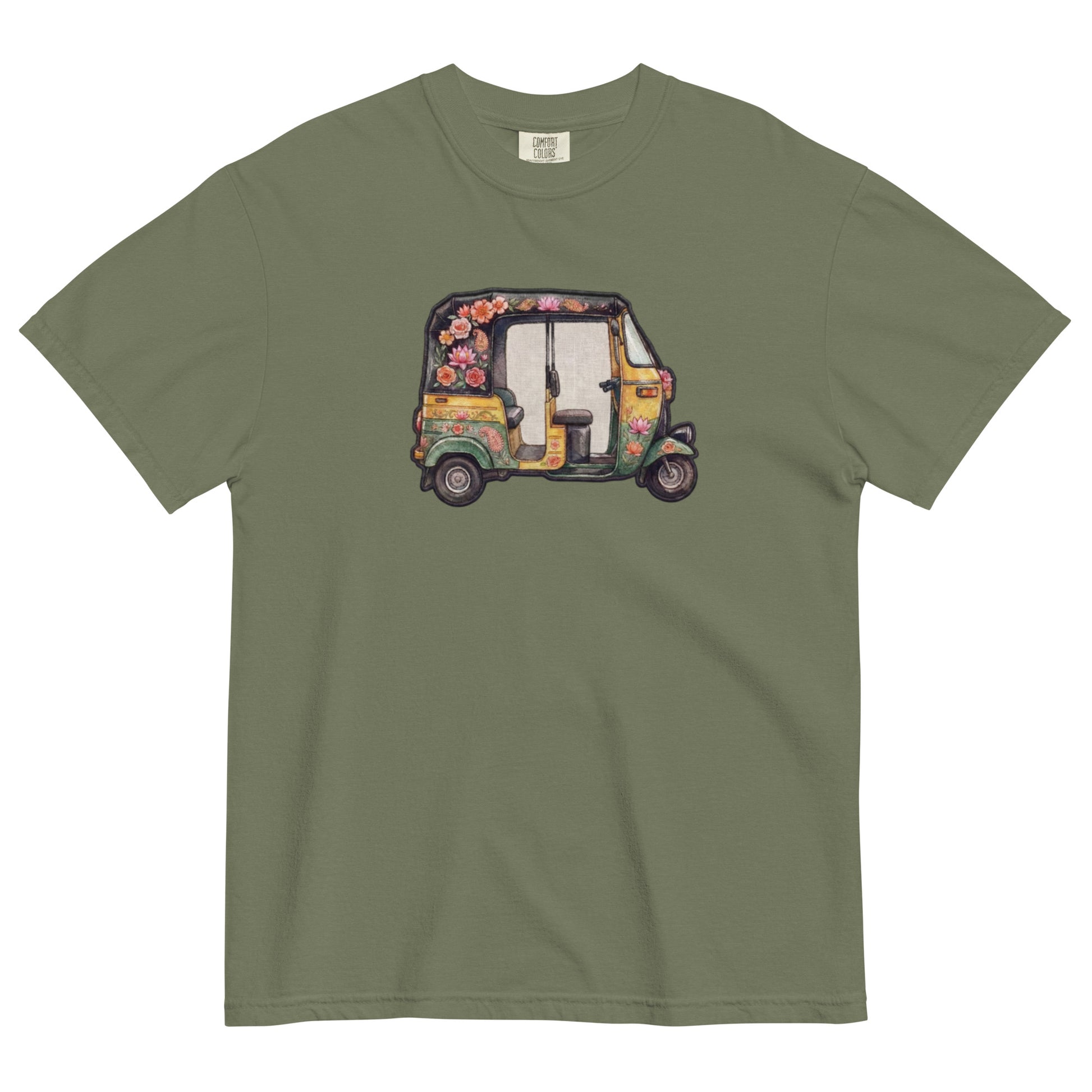 Front view of rikshaw print graphic tee