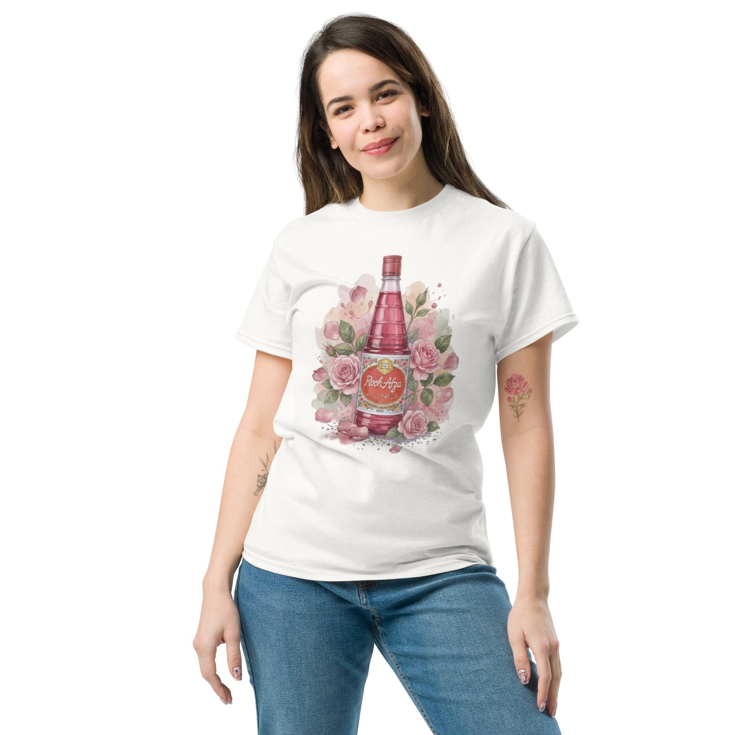 Model wearing Rooh Afza vintage tee