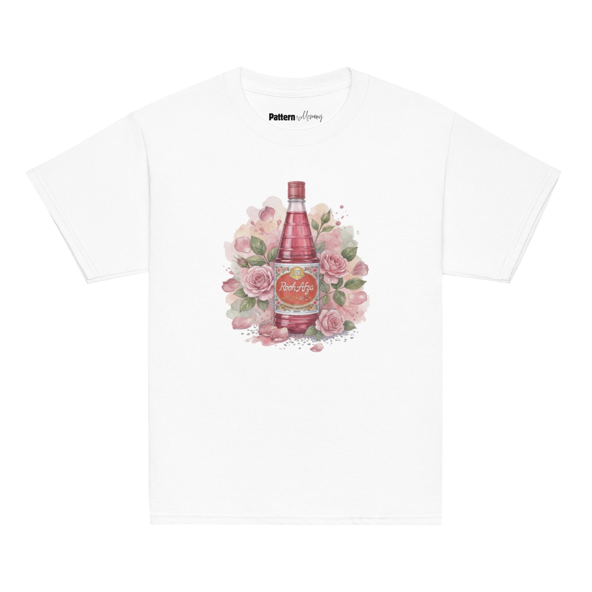 Front view of rooh afza inspired youth tee