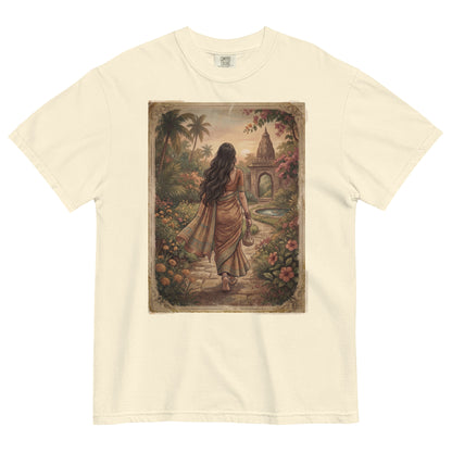 Front view of sari print poster tee