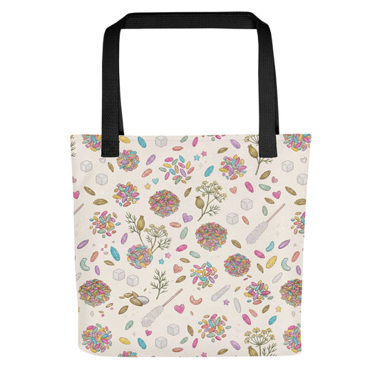Front view of saunf inspired tote. 