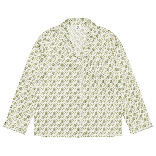 Front view of sitaphal custard apple fruit print pajama top inspired by South Asian nostalgia and heritage